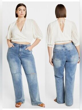 NWT City Chic 18W Dee Ivory Lace Crop Top 1789-